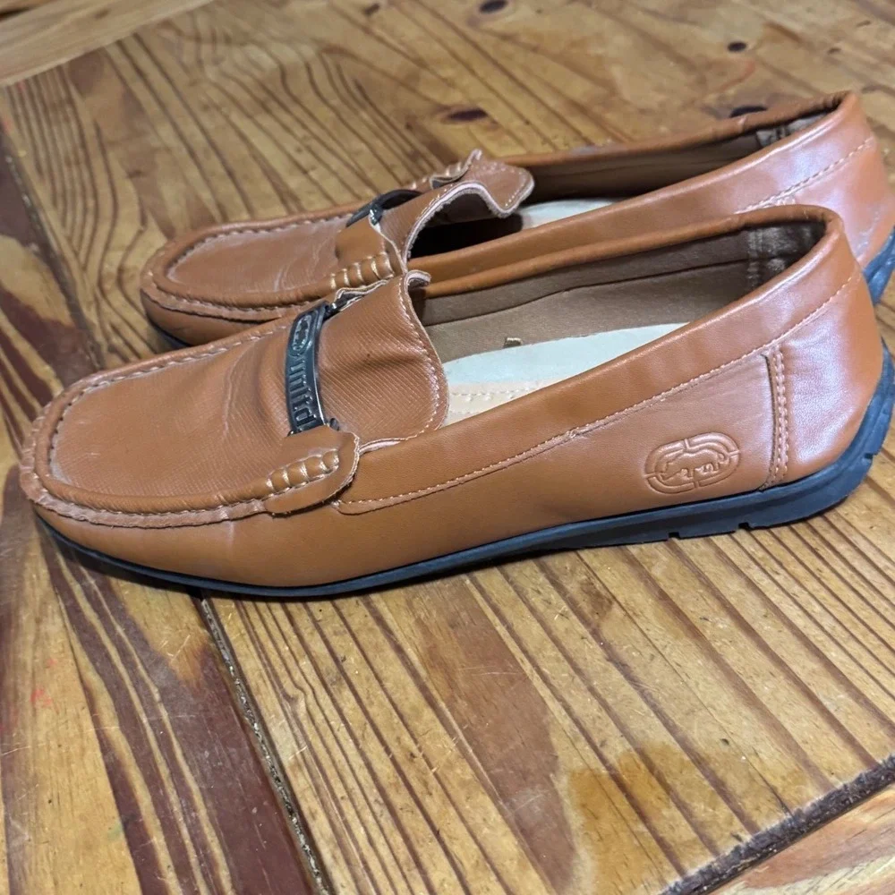 Ecko Unltd Mens Loafers Size 9 Aldway-11M Driving Mocs Tan Brown Metal Bit